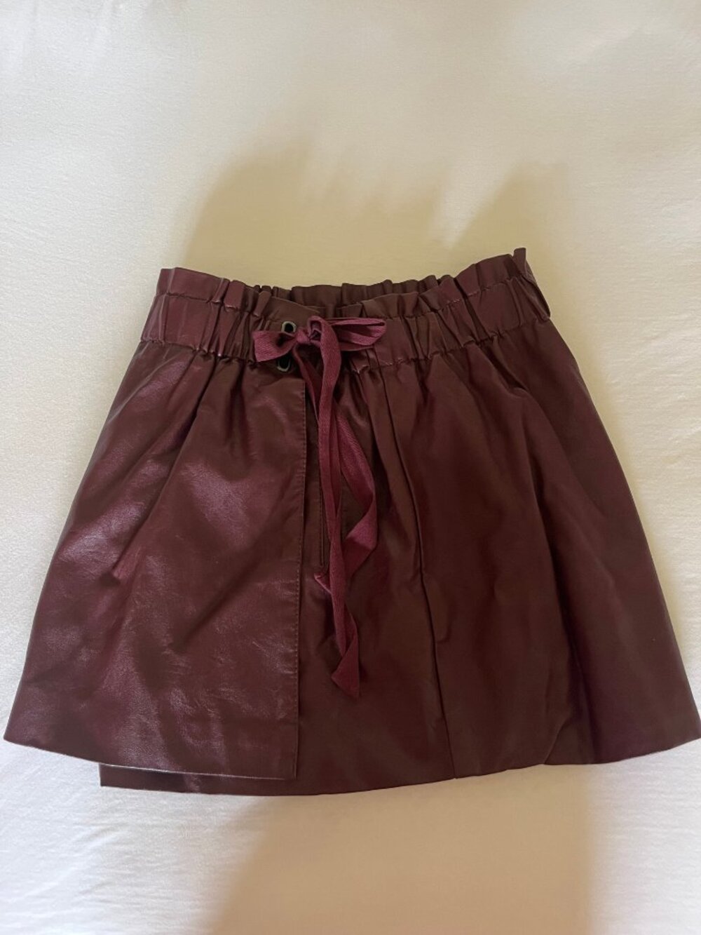 S Red Faux Leather Skirt